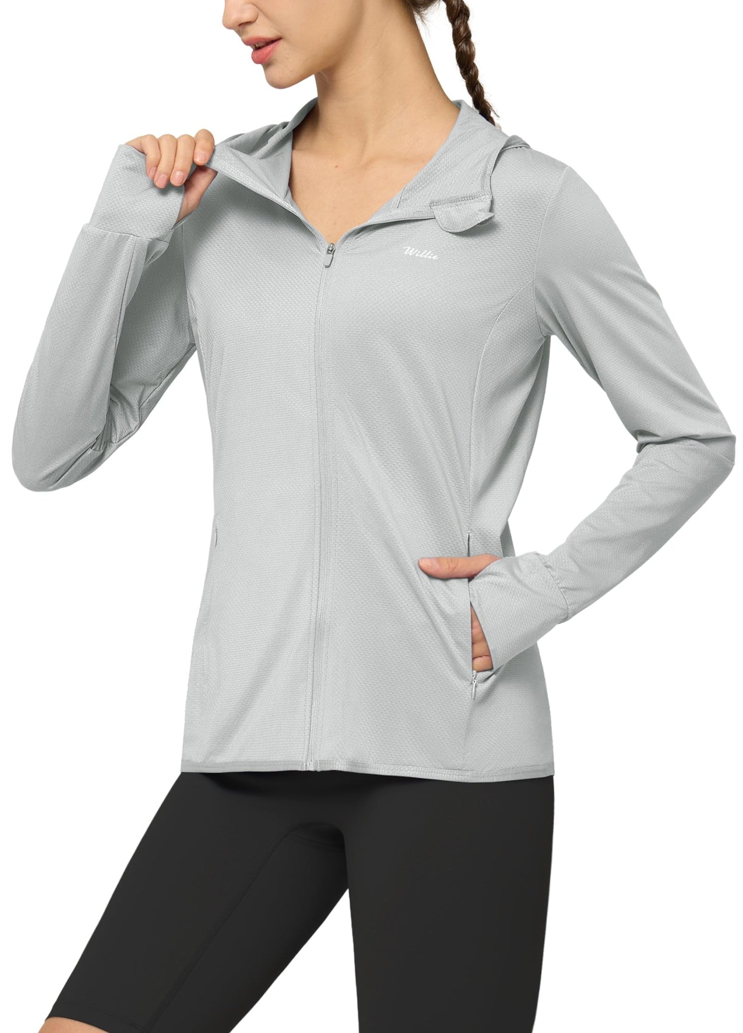 Willit Women's UPF 50+ Sun Protection Shirts UV Long Sleeve Zip Hoodies SPF Lightweight Jacket Hiking Outdoor with Pockets