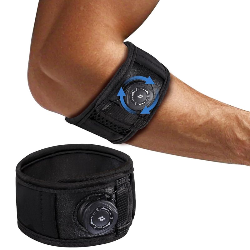 Tennis Elbow Brace - Adjustable Support for Tendonitis & Golfer's Elbow | Black, One Size Regular