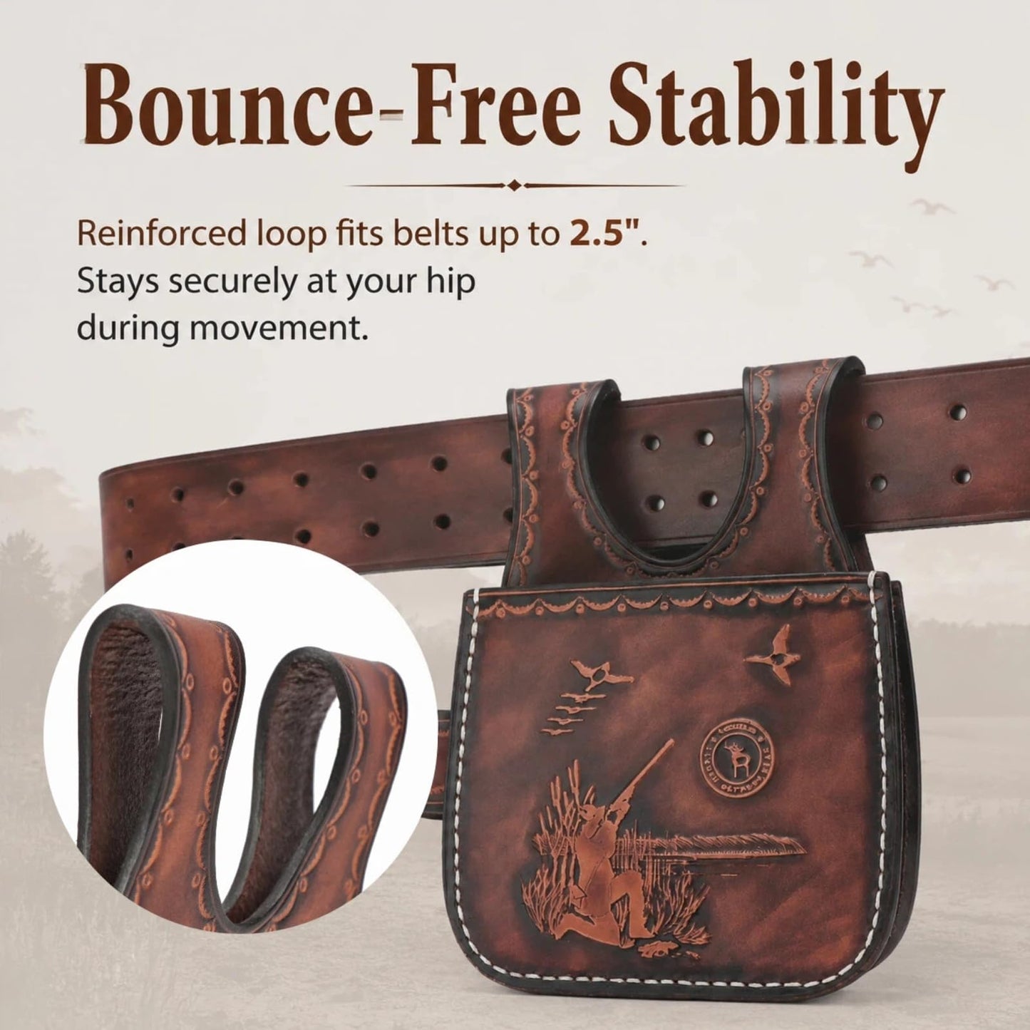TOURBON Leather Shotgun Shell Pouch for Clay, Trap and Skeet Shooting