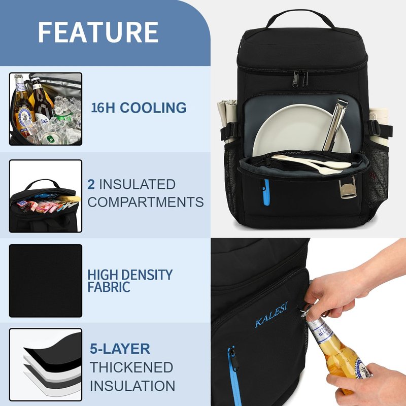 Kalesi Cooler Backpack 36 Cans Lightweight Insulated Leak-Proof Travel Camping Lunch Cooler for Men and Women (B-Floral-Cool)