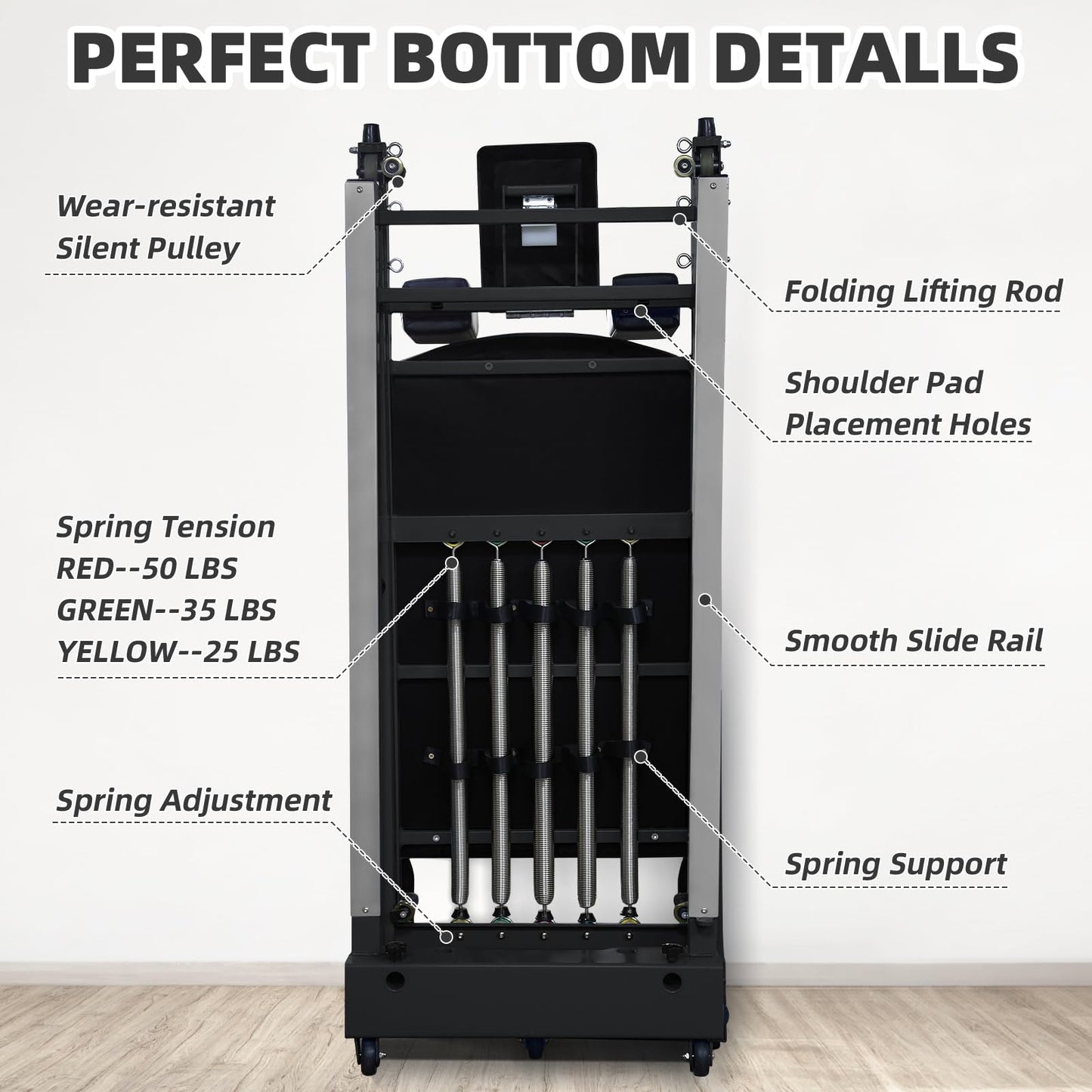 Pilates reform machine Foldable Pilates Bed Home Indoor Gym Yoga Training Equipment Maximum Weight Capacity 330lbs Home Gym Machine(Black)