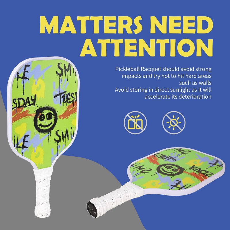 SIXPLUS Pickleball Paddles Set of 2 Fiberglass Pickleball Racquet Set Pickleball Rackets with 4 Pickleballs Balls, Pickleball Bag, Pickleball Paddles Set for Men Women