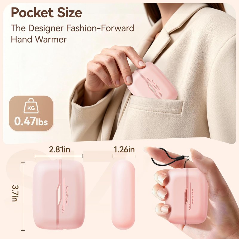 DIGIX Hand Warmers Rechargeable 2 Pack, 6000mAh Electric Hand Warmers Reusable with 5 Temps and AI Smart Chip, 3-Side Heating Magnetic Handwarmers with LED Display for Outdoor Camping Hunting (Pink)