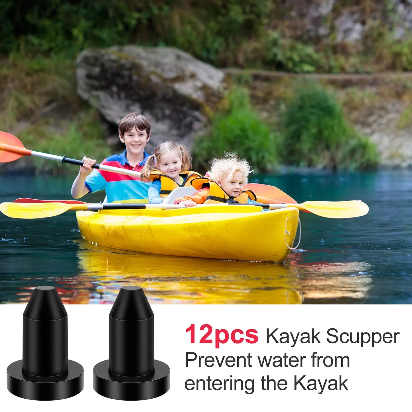 Skylety Kayak Drain Plug Silicone Scupper Plugs Drain Holes Stopper Bung for Most Fishing Boats Kayak,fits for 1/2 Inch Opening (12 Pieces)