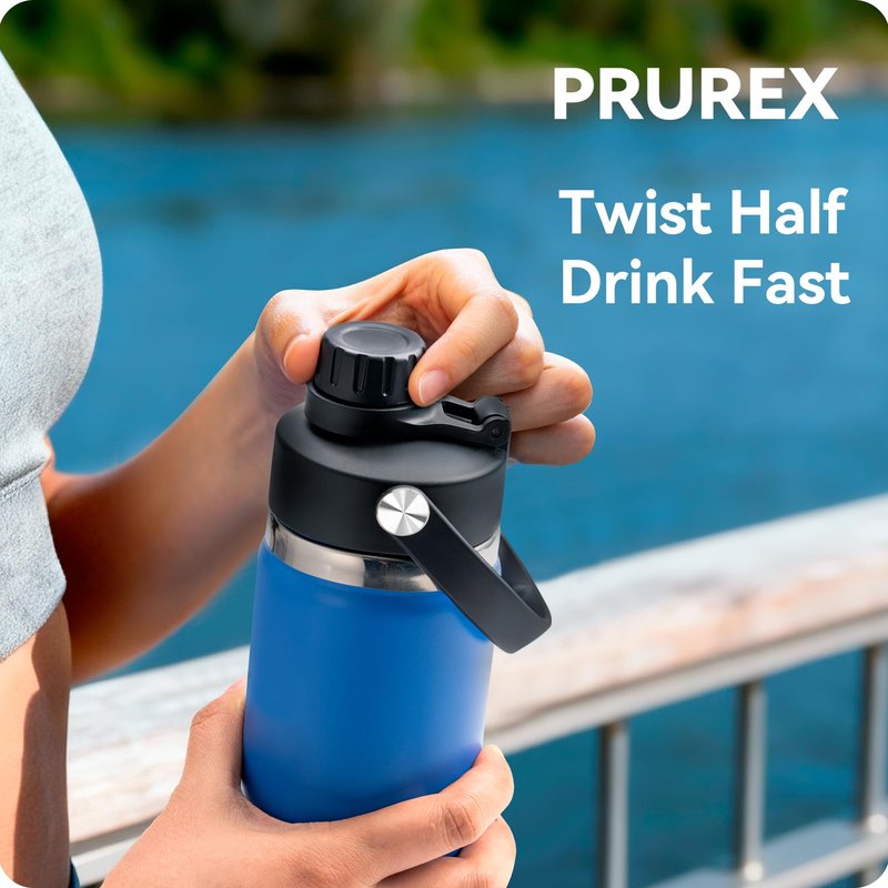 Prurex Lid for Hydro Flask Wide Mouth 12/16/18/20/32/40/64 Oz, Replacement Spout Lid Compatible with Hydro Flask Water Bottle, Chug Cap with Flexible Handle (2 Pack)