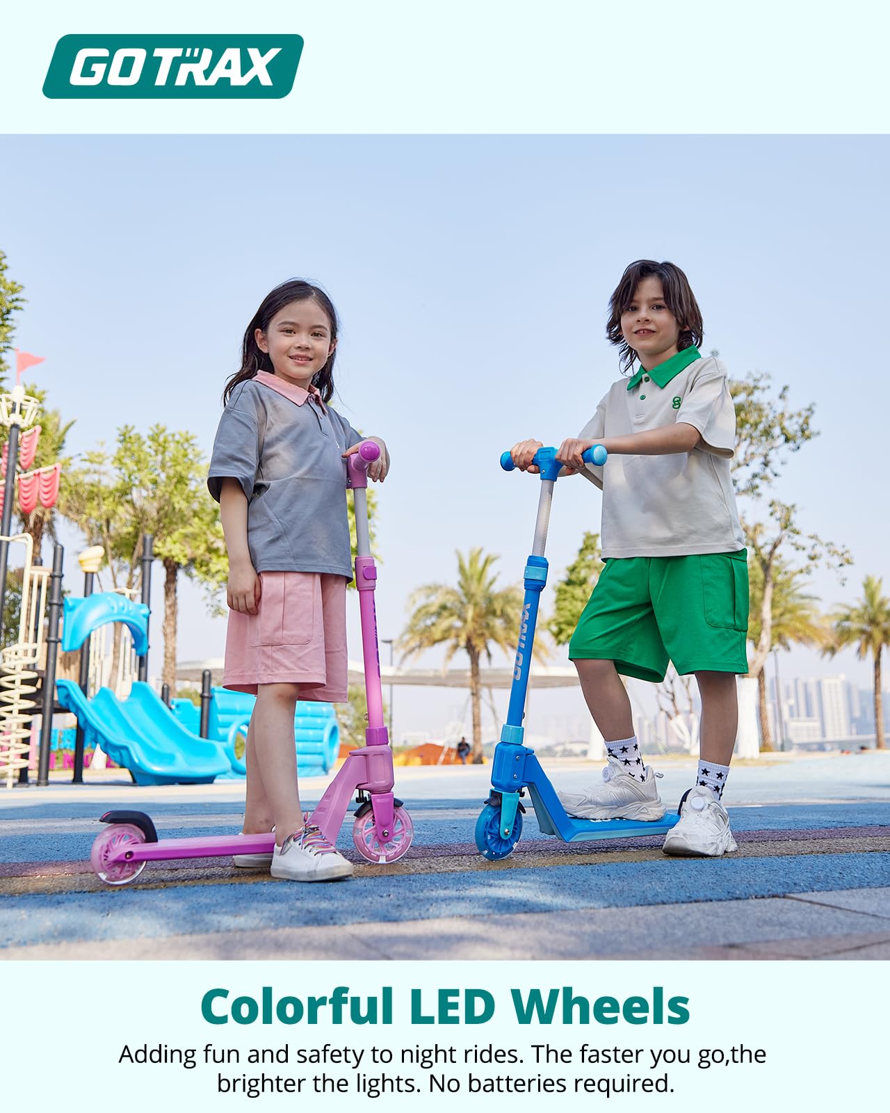 Gotrax K03 Kick Scooter for Kids, 5" LED Lighted Wheels and Adjustable Handlebars, Lightweight Design and Anti-Slip Deck, Max Load 110 Lbs, Kids Scooter for Boys & Girls Ages 3+, Blue
