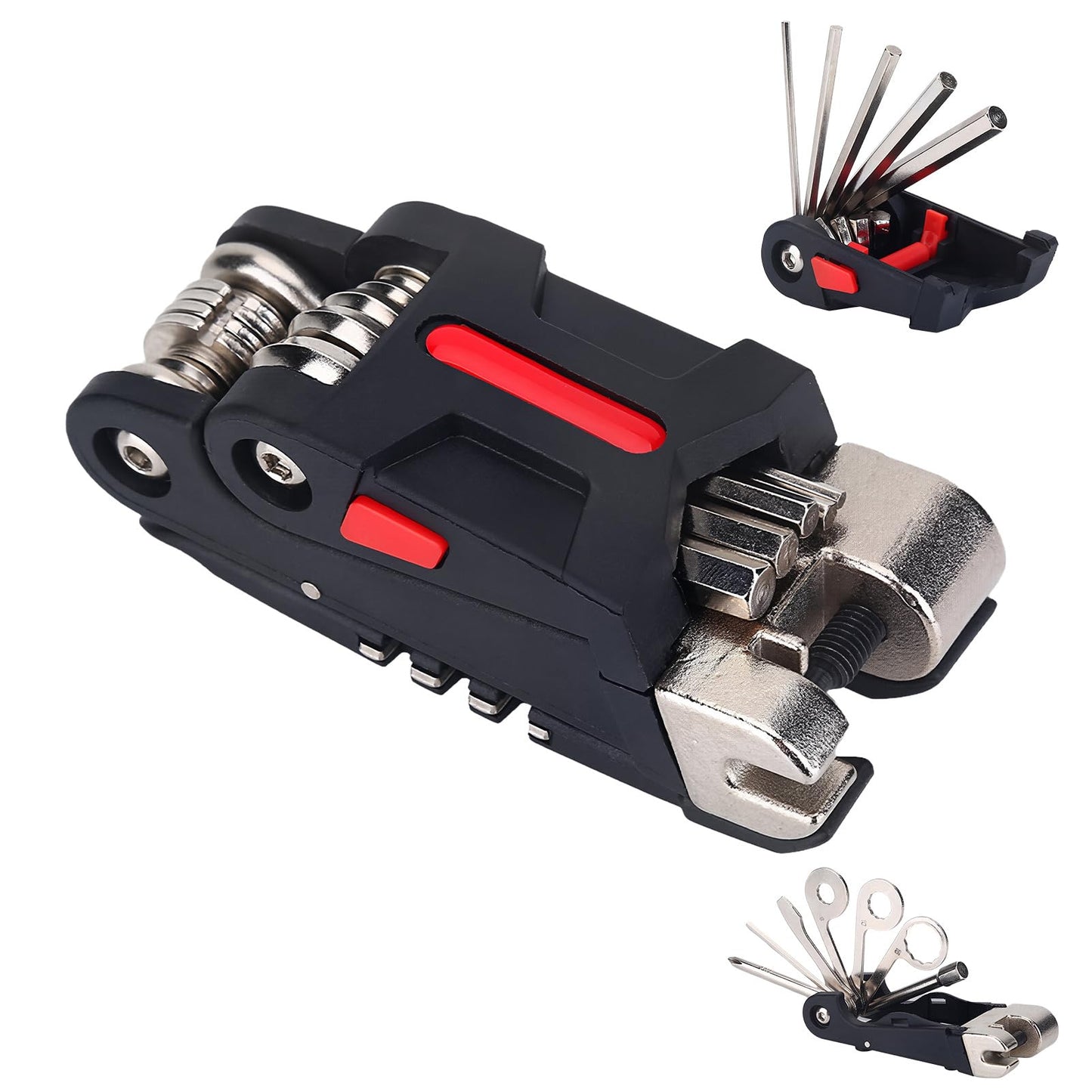 Bike Tool, 16 in 1 Multi Tool Mountain Bike Multitool Portable Foldable Repair Kit Cycling Multitool with Chain Breaker and Allen Wrench