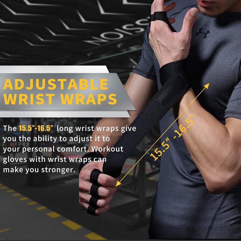 Weightlifting Gym Gloves for Men & Women - Padded Wrist Wraps for Enhanced Grip & Support