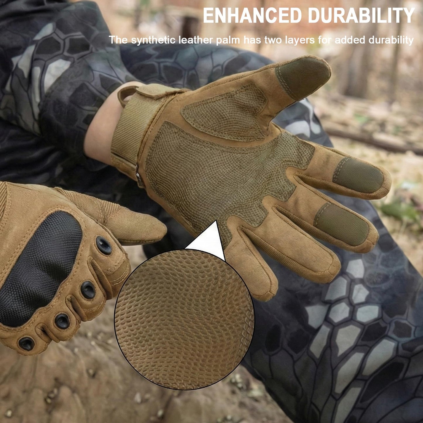 HYCOPROT Men’s Utility Gloves, Motorcycle Glove with Touchscreen Full Finger Palm Pad Protective Gears Hard Shell Work Outdoor Lightweight Breathable for Sport Hiking Motorbike Cycling Riding Running