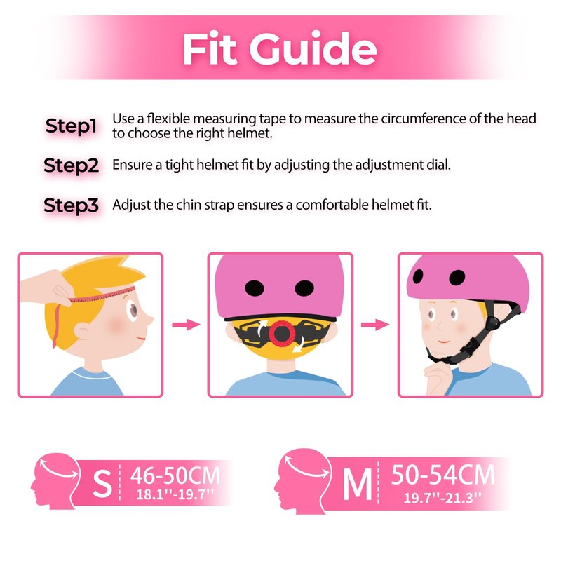 MammyGol Girls Bike Helmet Kids Skateboard Helmets Adjustable Multi-Sport Protective Gear Set Lightweight Helmet Boys Toddler for Skate Scooter Ages 9-12 (Pink)