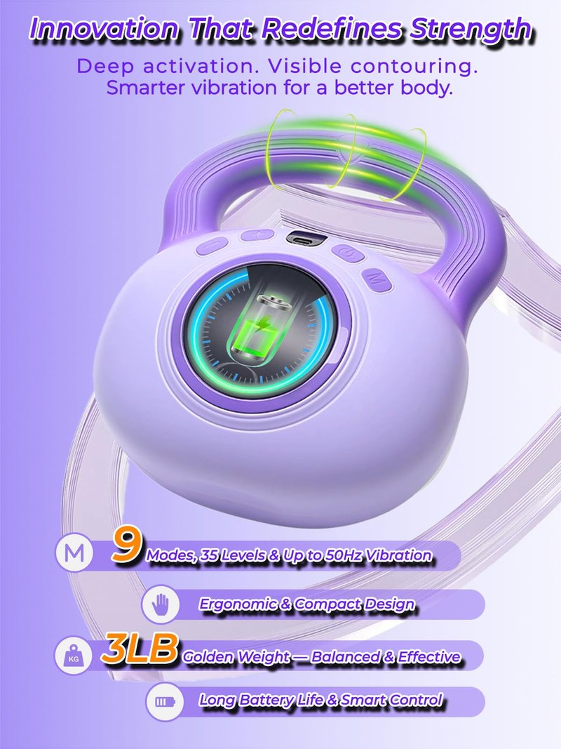 BOWMC Vibration Kettlebell, Slimming Vibration Plate Exercise Machine for Women, Fat Loss, Body Sculpting, Lymphatic Drainage & Circulation Support, Full Body Vibrating Home Workout Equipment (1PCS, Purple)