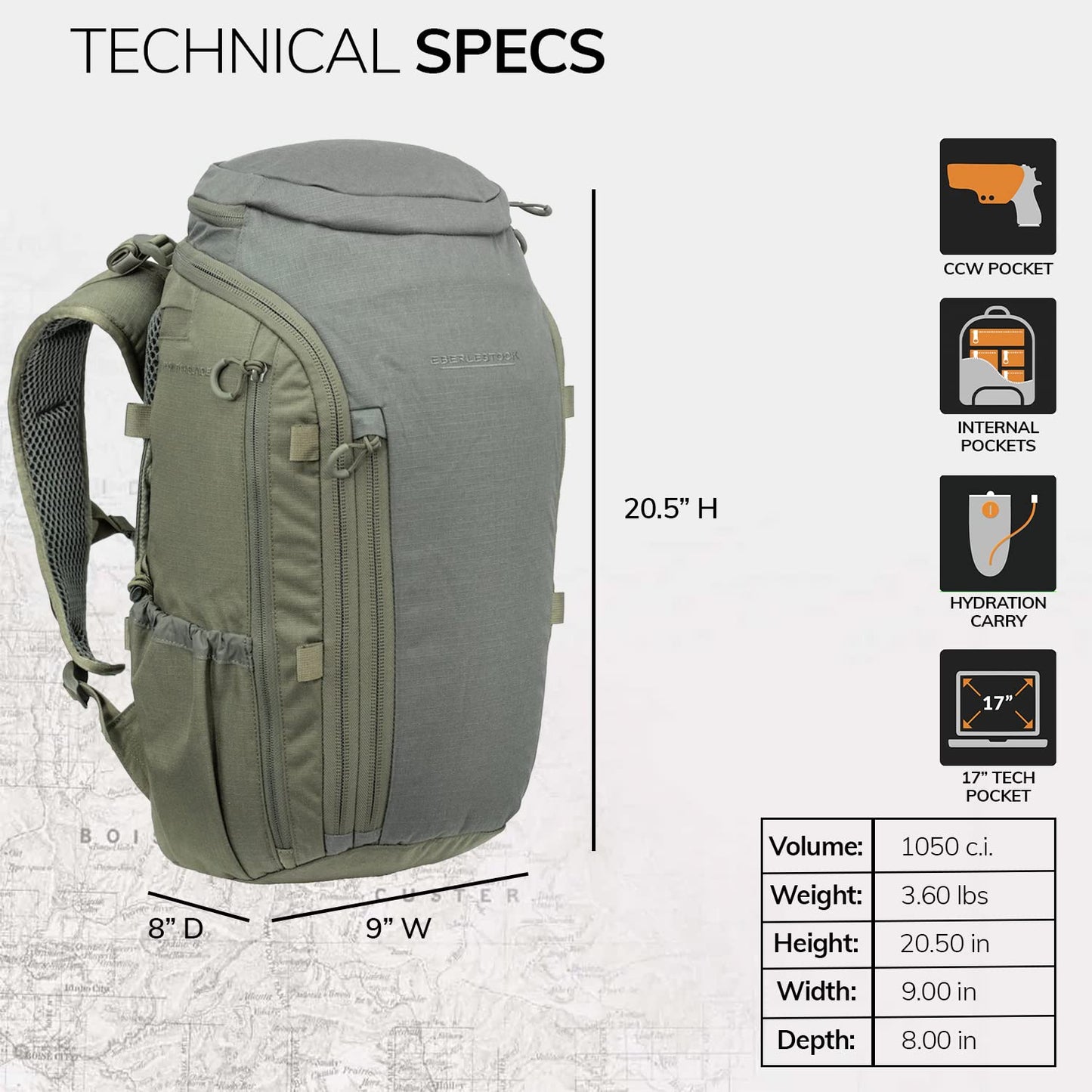 Eberlestock Switchblade Pack - Low Profile Tactical EDC Backpack for Maximum Space and Organization (Grey and Green)