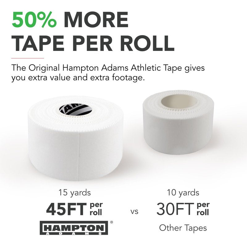 Hampton Adams | As Seen on Shark Tank | Original Bulk Athletic Tape (32-Pack) | 45 ft Rolls | NO Sticky Residue & Easy to Tear | Perfect for Sports Athletes, Trainers & First Aid Injury Wrap (White)