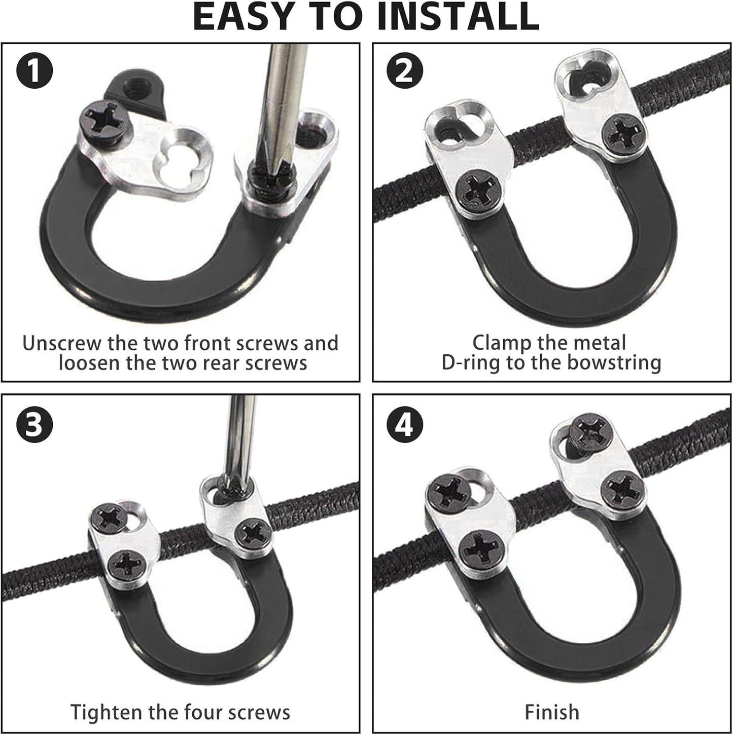 Archery Compound Bow D Loop - Metal U Nock D Ring Accessories for Shooting & Hunting Installation