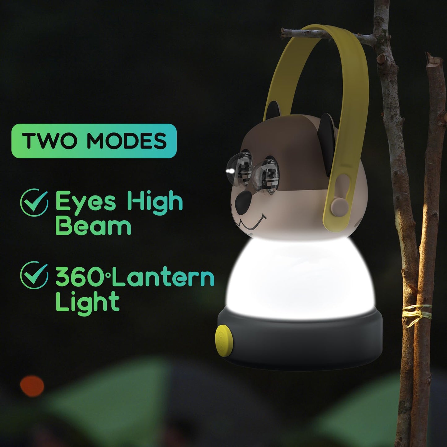 HEYAXA Kids Camping Lanterns, Battery Powered Night Light for Emergency, Hurricane, Lightweight Tent Lamp (Meerkat)