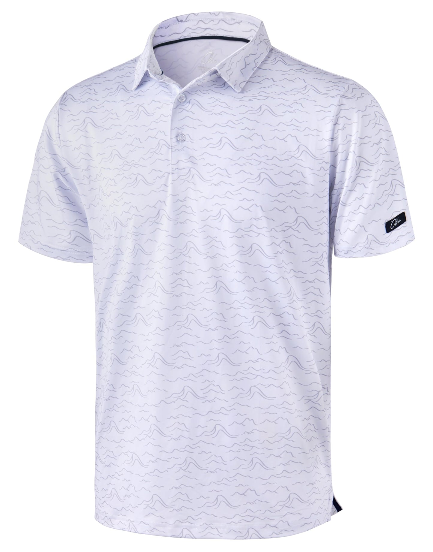 Obla Mens Golf Polo Shirts Short Sleeve Dry Fit Performance Moisture Wicking Casual Print Collared Golf Shirts for Men (White Peak_4XL)