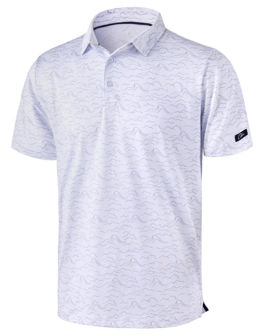 Obla Mens Golf Polo Shirts Short Sleeve Dry Fit Performance Moisture Wicking Casual Print Collared Golf Shirts for Men (White Peak_XXL)