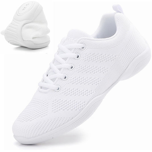 DADAWEN Girls Cheer Shoes White Cheerleading Shoes Dance Athletic Training Tennis Breathable Women Youth Lightweight Competition Cheer Sneakers White US Size 7.5/EU Size 39