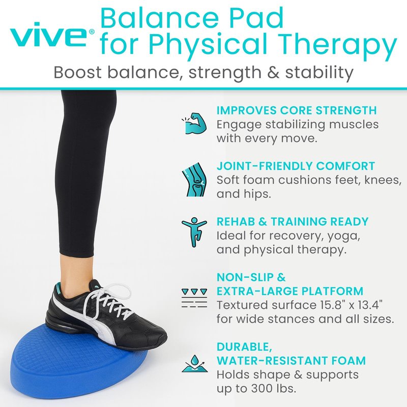 Vive Balance Pad (2 Pack) - Physical Therapy Foam Stability Trainer - Non-Slip Wobble Cushion for Exercise, Rehabilitation, Workouts, Yoga, Core Strength, Pilates - Device for Women, Men & Kids