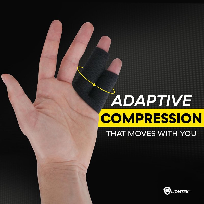 LIONTEK Pinky-Ring Flow Finger Sleeve V3 Pair — Joint Support & Compression for Activity, BJJ, Fitness, Volleyball, Basketball, and More (Large)