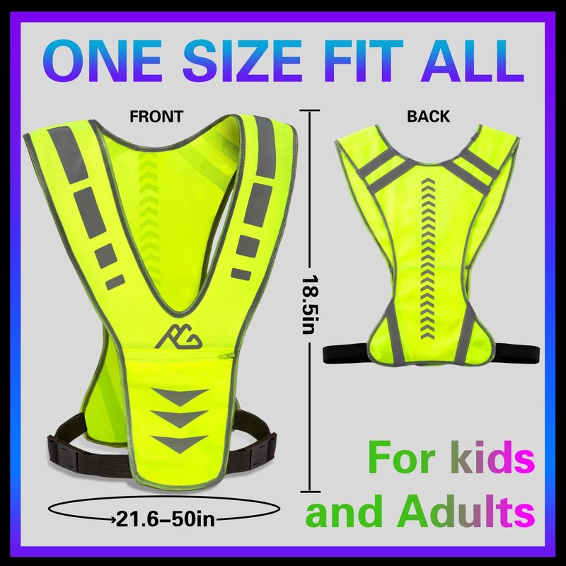 GoxRunx Reflective Running Vest Gear for Women Men Kids, Safety Reflective Vest for Night Cycling Walking Bicycle (Green)