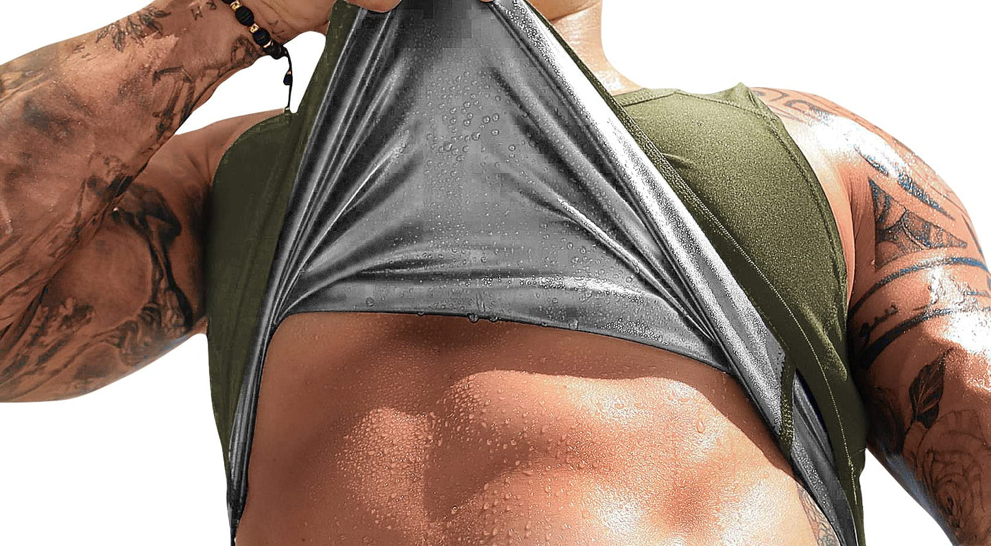 FUXERT Men's Sweat Vest Sweat Tank Top for Waist Trainer Workout Body Shaper Sauna Suit for Gym Exercise(GN 4XL/5XL)