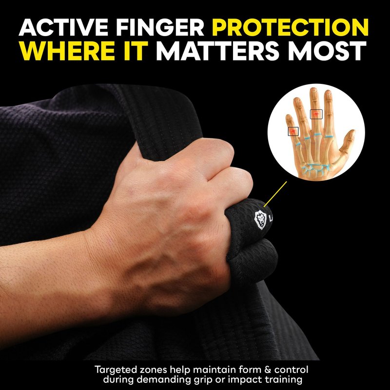 LIONTEK Pinky-Ring Flow Finger Sleeve V3 Pair — Joint Support & Compression for Activity, BJJ, Fitness, Volleyball, Basketball, and More (Large)