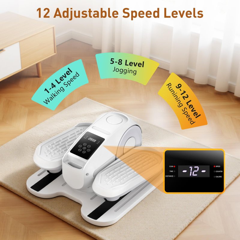 STYNGT Under Desk Elliptical Exercise Machine, Elliptical Leg Exerciser as Seen on TV, 12 Speeds Leg Exerciser While Sitting for Seniors, Electric Seated Foot Pedal Exerciser for Home Gift for Women