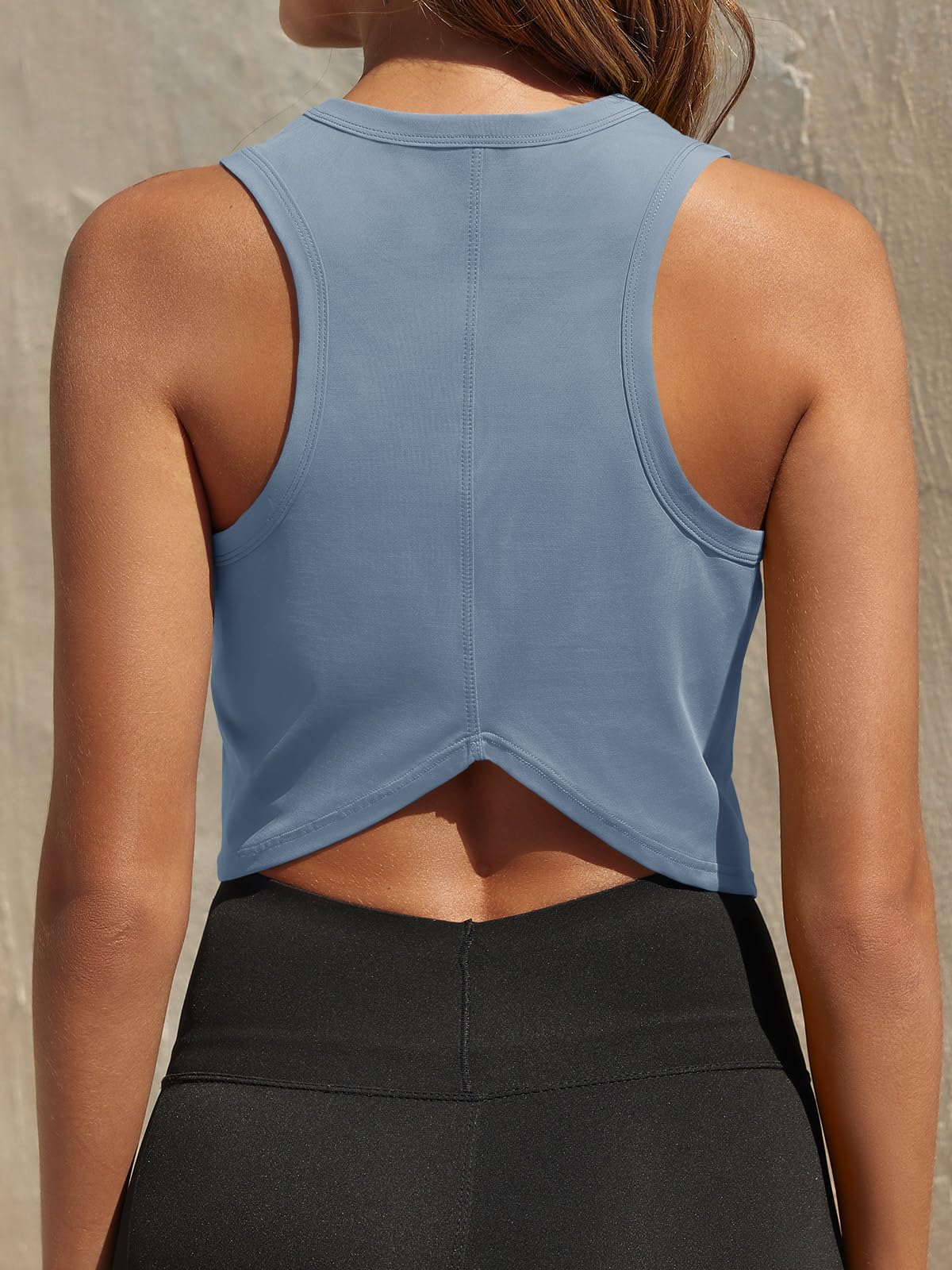 Fisoew Womens Workout Cropped Tank Tops Racerback Sleeveless Crewneck Running Yoga Active Shirts