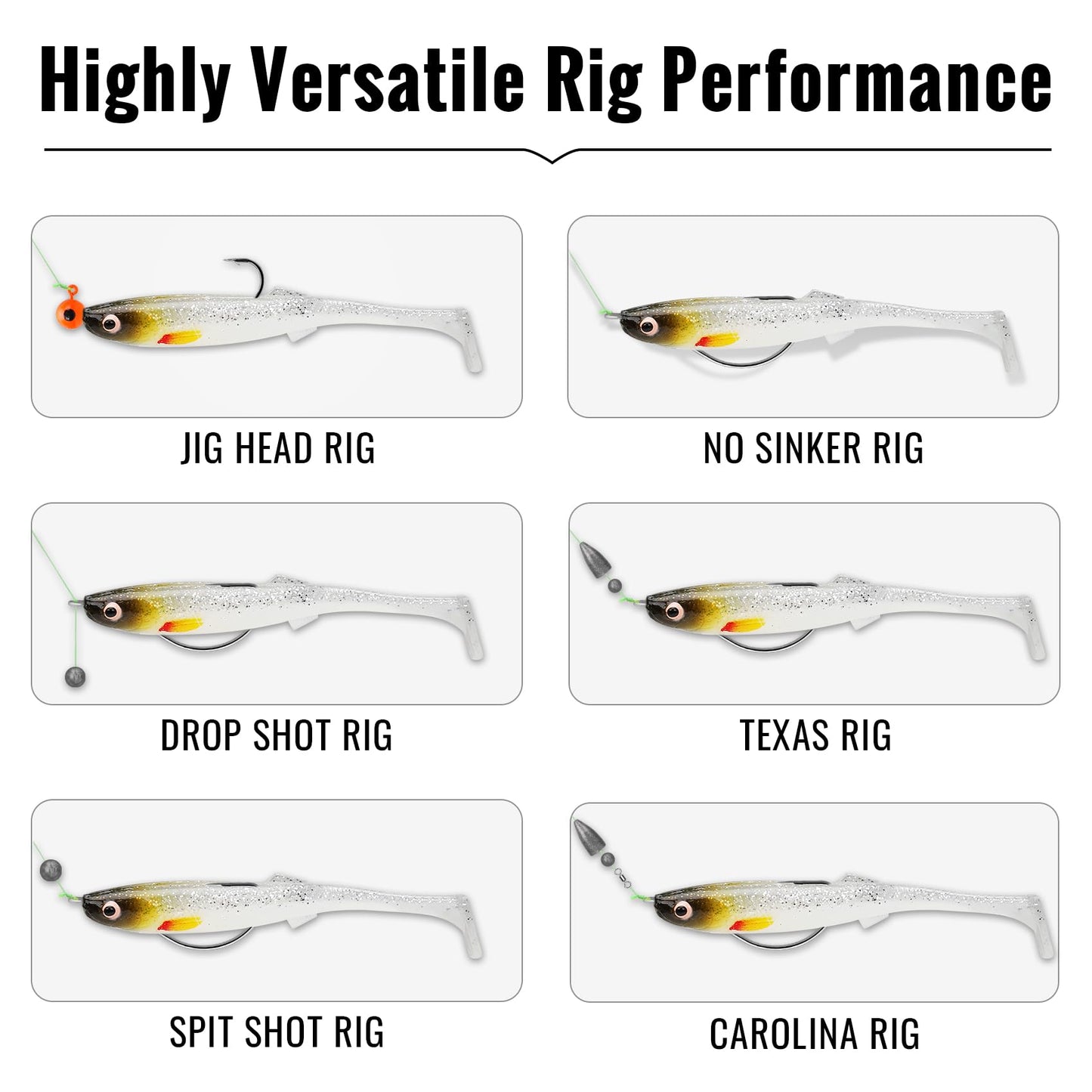 TRUSCEND Hand-Painted Soft Fishing Lures 12PCS, Paddle Tail Swimbaits, Fishing Lures for Bass Trout Crappie Walleye, Durable Plastic Bait for Bass Fishing, Shad Fishing Bait for Freshwater Saltwater