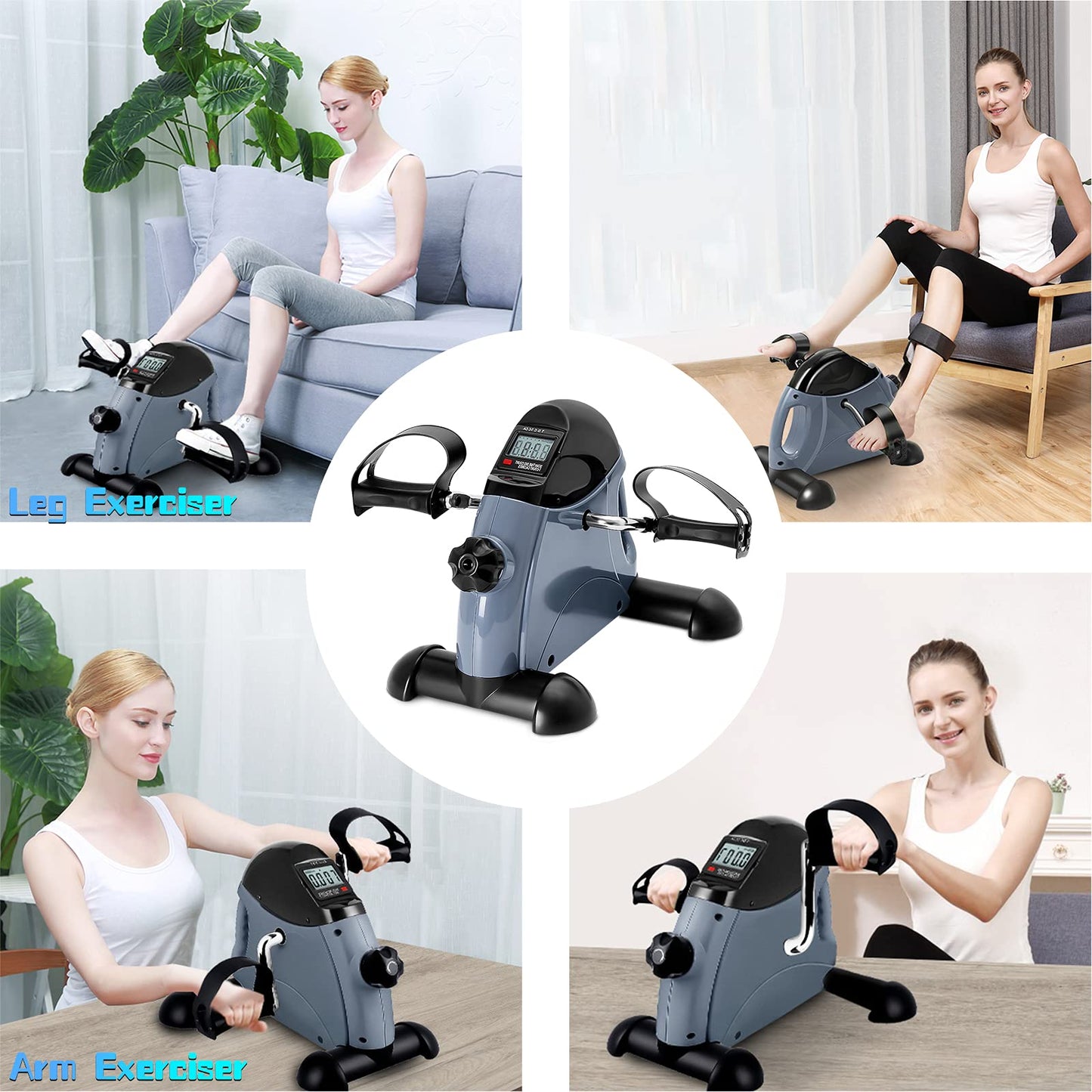 Mini Exercise Bike, himaly Under Desk Bike Pedal Exerciser Portable Foot Cycle Arm & Leg Peddler Machine with LCD Screen Displays