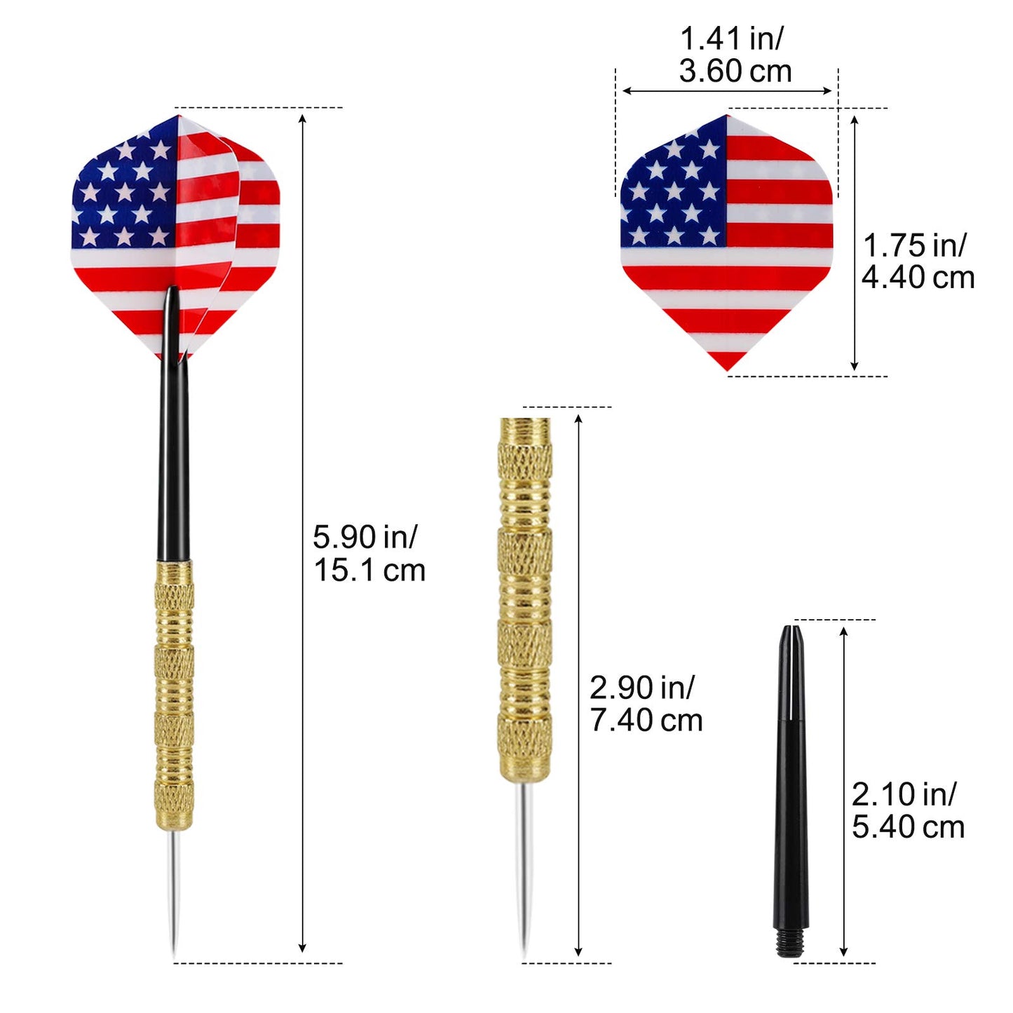 Accmor Metal Tip Darts, Steel Tip Darts, 14 Grams Professional Metal Darts, Darts Metal Tip Set, Metal Darts for Dartboard, 18 pcs ﻿