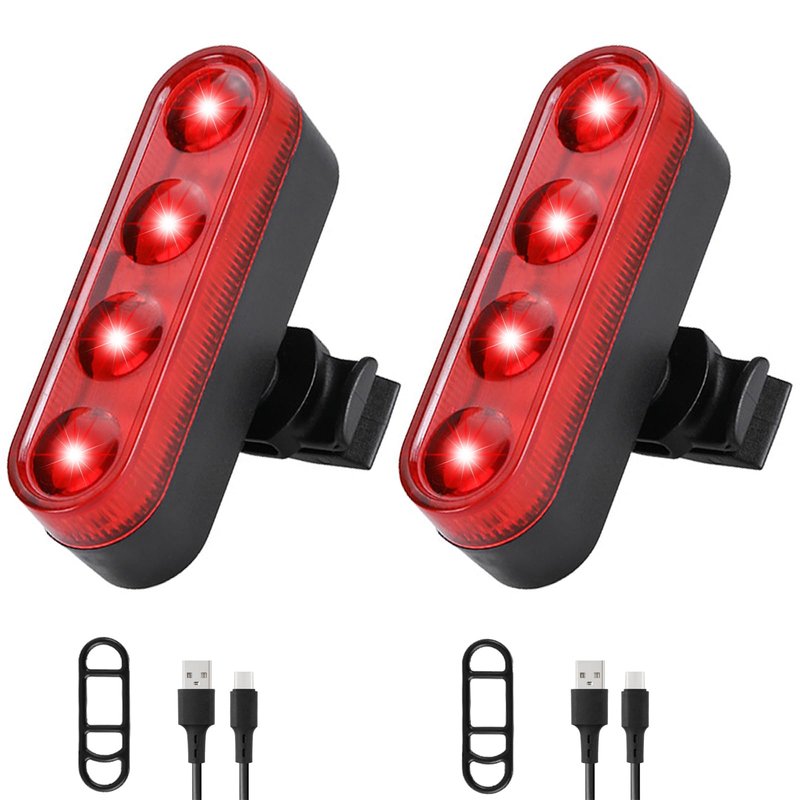 YUERWOVER USB-C Rechargeable Bike Tail Light for Night Riding 2 Pack Bicycle Rear Lights Front and Back Cycling Bright Safety Flashlight Accessories 4 Modes for Adults Kids Men Women Road Mountain