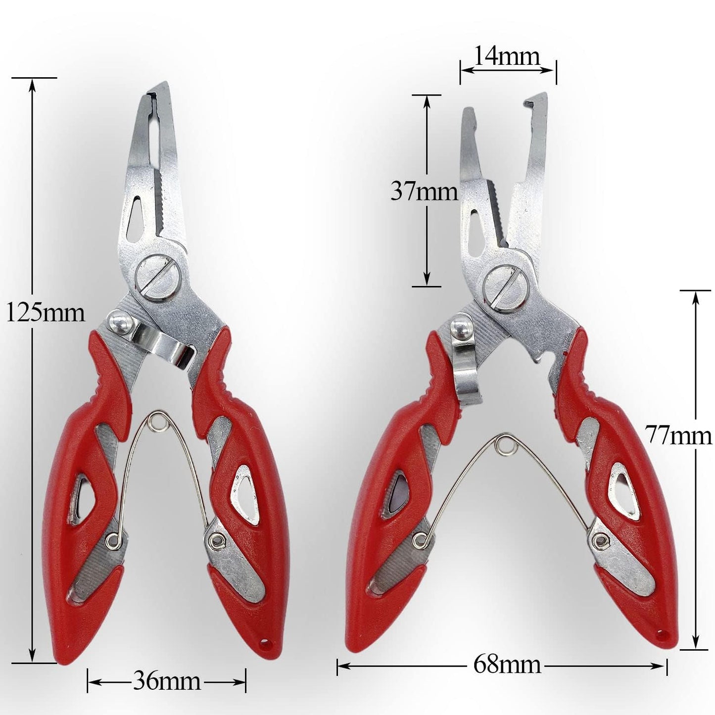 Pack of 201pcs Fishing Stainless Steel Split Rings 5 Sizes and Plier Set, Split Ring Capable of withstanding Large tensile Force and Fishing Plier Tool Kit for Saltwater Fishing Lure Connectors… (Red)