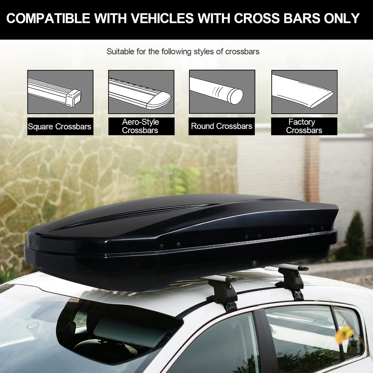 TUFFIOM 11.65 cu.ft. Rooftop Cargo Box w/Keys, Hard Shell Dual-Side Opening Waterproof Roof Mount Travel Luggage Storage Cargo Carrier, 55" L x 29.5" W x 12.2" H, for SUV Car Van