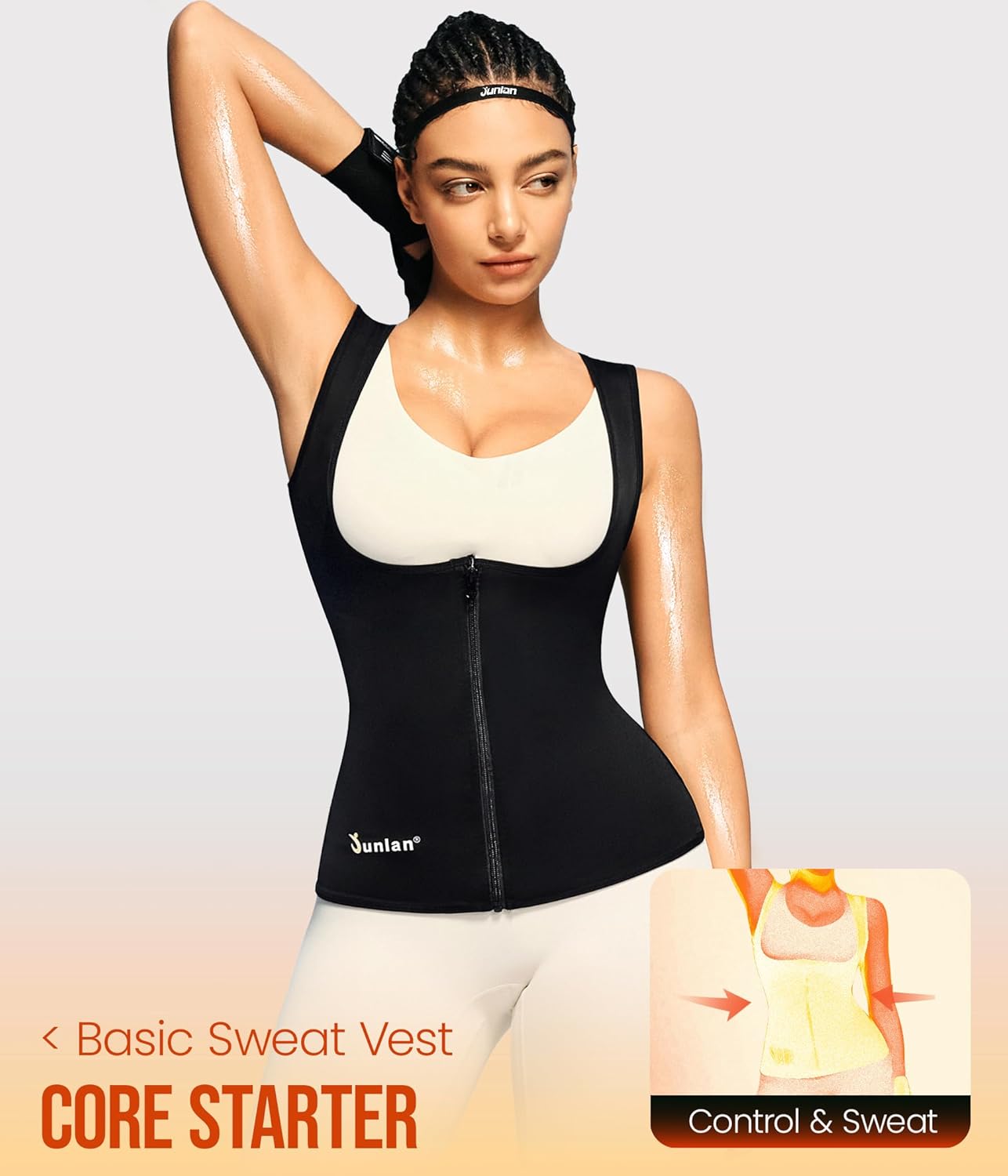 Sauna Suit for Women - Waist Trainer Vest with Zipper | Sweat Tank Top Shaper