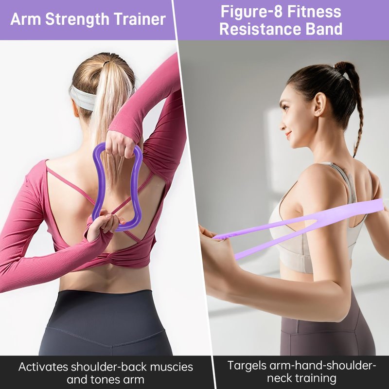 ARCUAT Pilates Essentials Kit for Home Workouts Women, Pilates Equipment Ring Set with Yoga Ball Resistance Band Stretching Band, Beginner Toning Fitness Pilates Starter Accessories Kit (Purple)