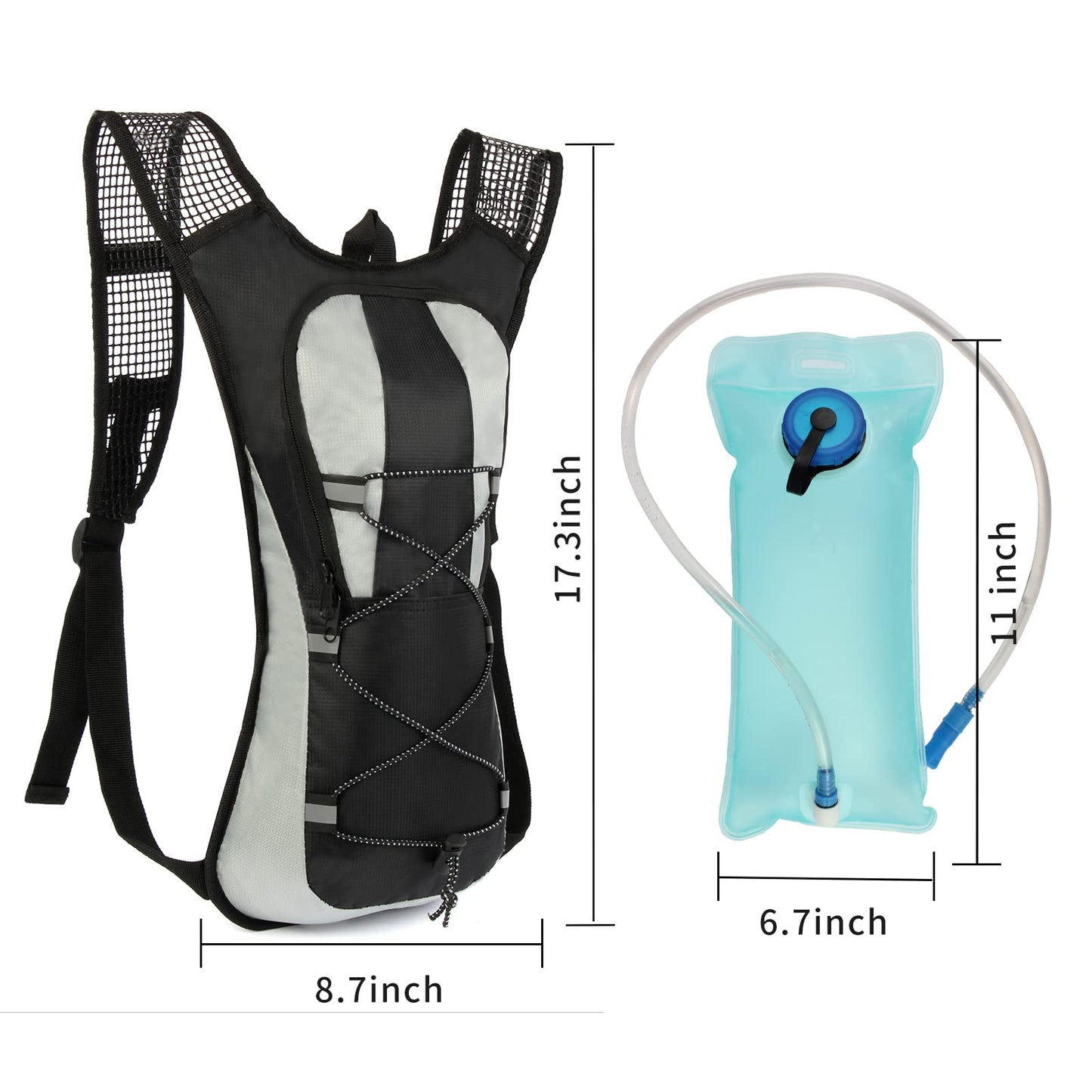 Hydration Pack Backpack, Water Backpack with 2L Bladder, for Hiking, Insulated Suitable Cycling, Running, Rock Climbing and Other Outdoor Activities, black