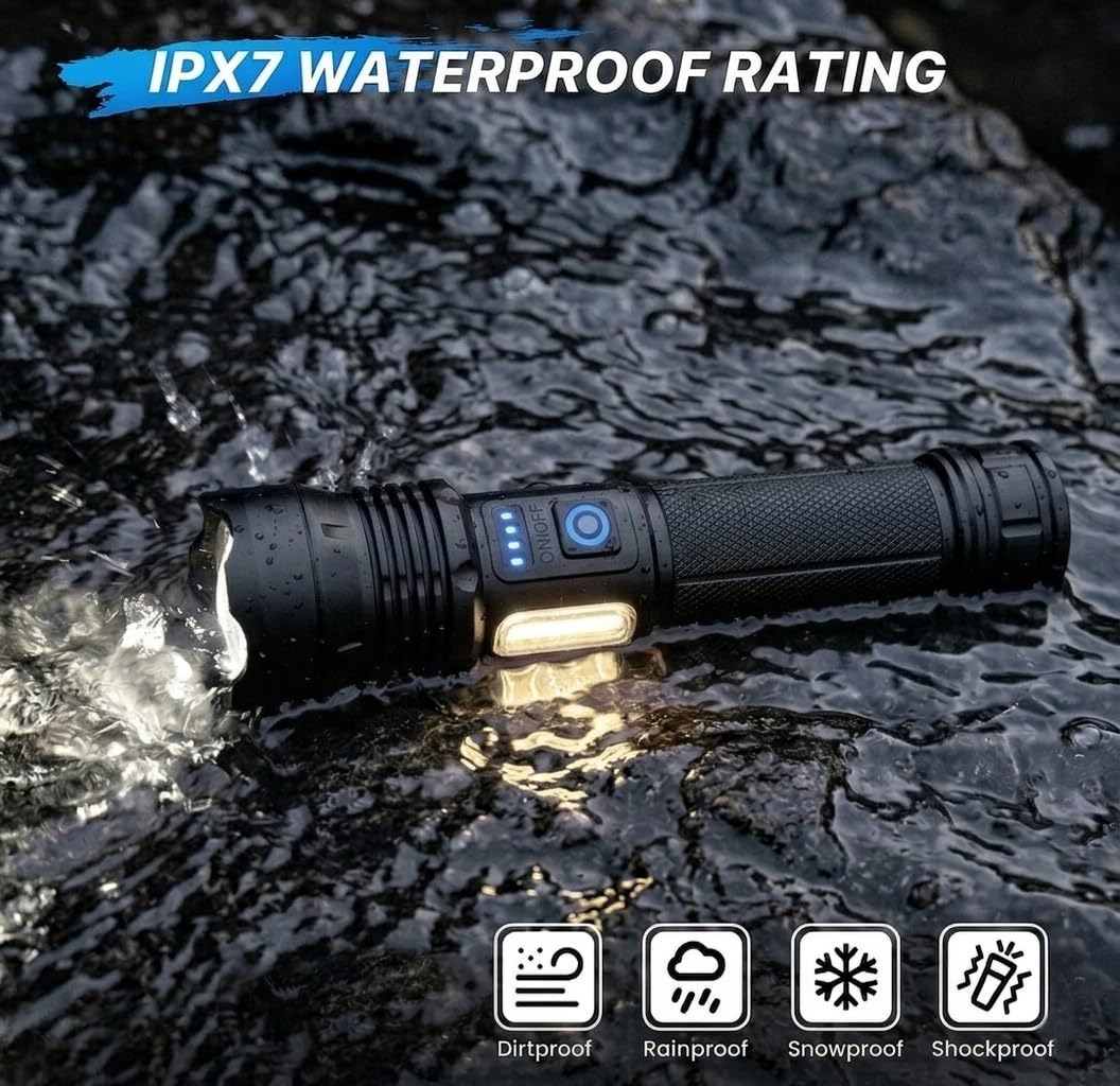 THY TRY Rechargeable Flashlight 90,000 High Lumens, 2 Pack Bright Flashlights with 7 Modes, Powerful Flash Light for Home, Hiking, Camping