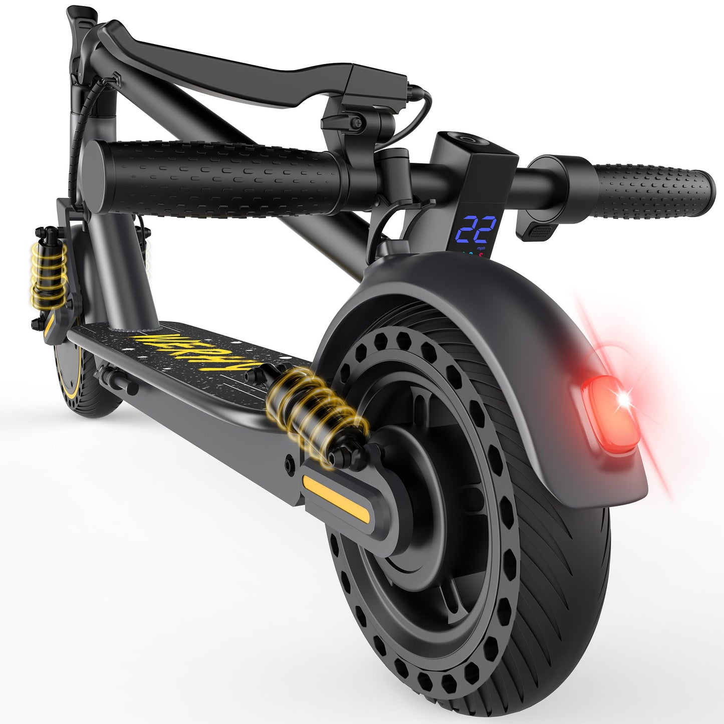WERHY 10 Inches Electric Scooter, 500W Powerful Motor & 22 MPH Top Speed, 22-28Miles Long Range, Folding E Scooter with Dual Braking for Adults