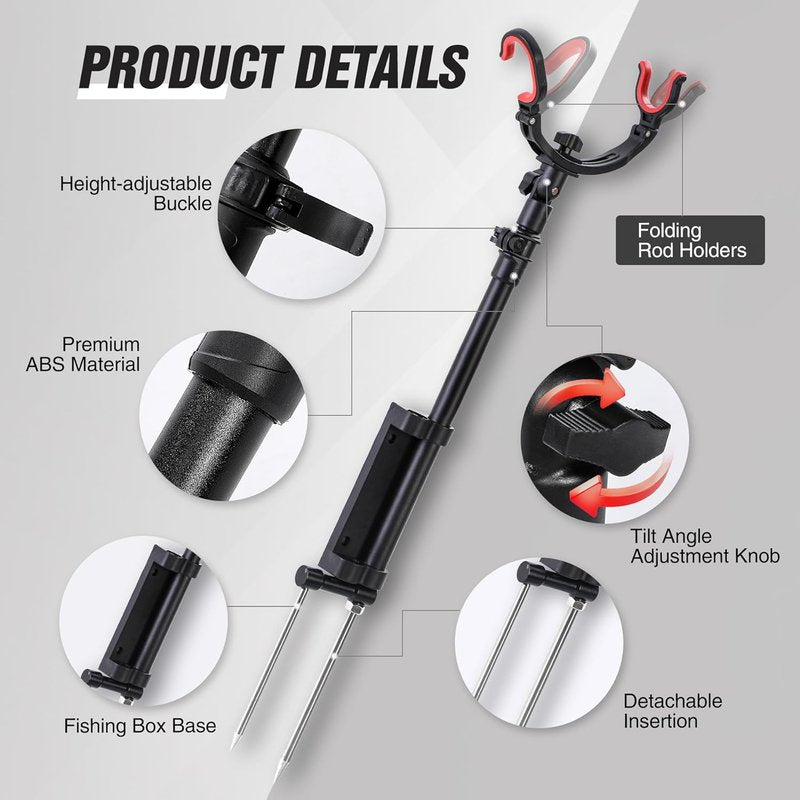 360° Adjustable Fishing Rod Holders - Non-Slip Silicone for Chair & Ground Mount | 1/2/4 Pack Options