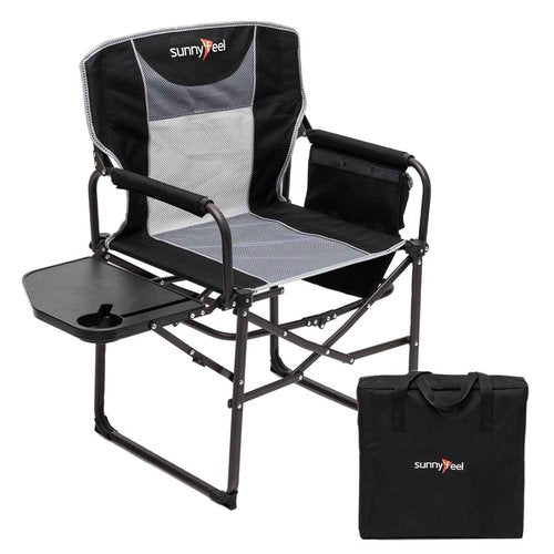 SUNNYFEEL Oversized Camping Directors Chair, Portable Folding Lawn Chairs for Adults Heavy Duty with Side Table,Pocket for Beach, Fishing,Picnic,Concert,Tailgating，Outdoor Foldable Camp Chair