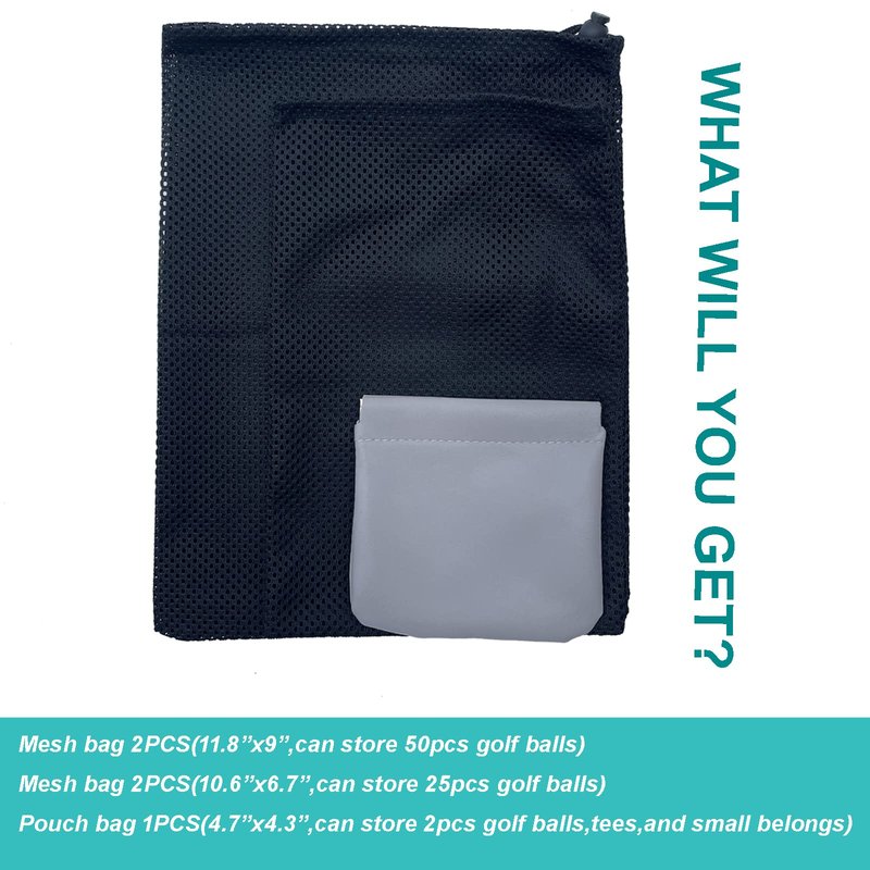 CORECISE Golf Balls Pouch, Drawstring Mesh Bag