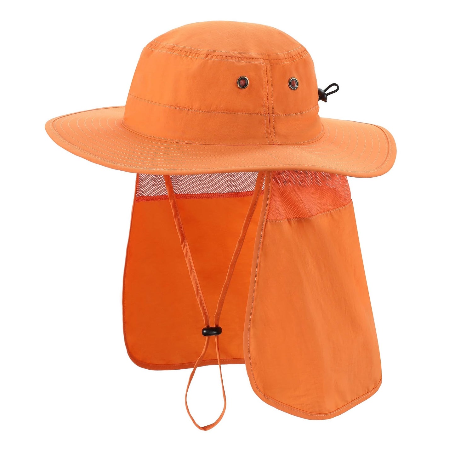 Home Prefer Mens Sun Hat with Neck Flap Quick Dry UV Protection Caps Fishing Hat (Orange)