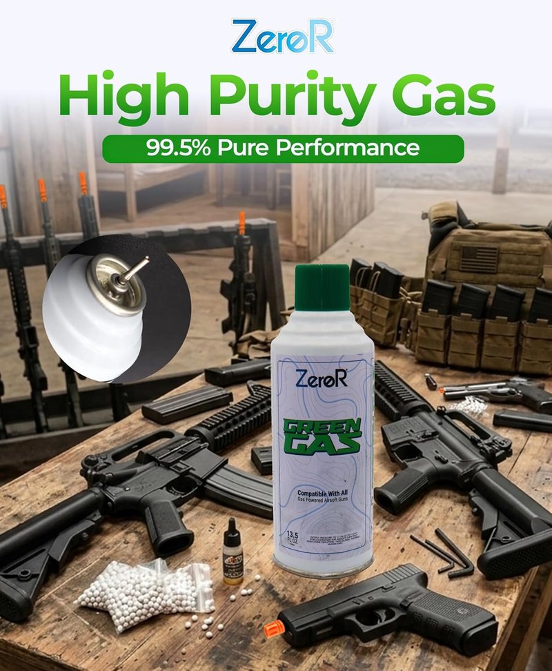 ZeroR® Green Gas - Airsoft Pistol Fuel - 13.5 Fl Oz | High-Performance Propellant