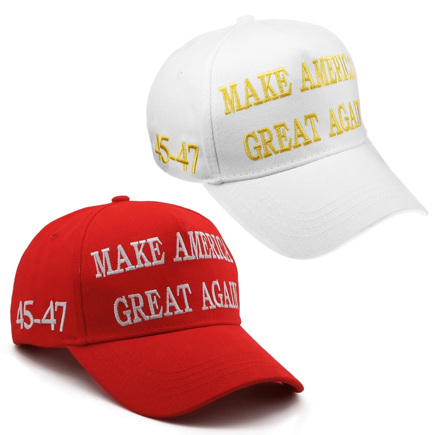 Nigua MAGA Hat, 2PCS 45-47 Trump 2024 Hat Make America Great Again Slogan Baseball Cap