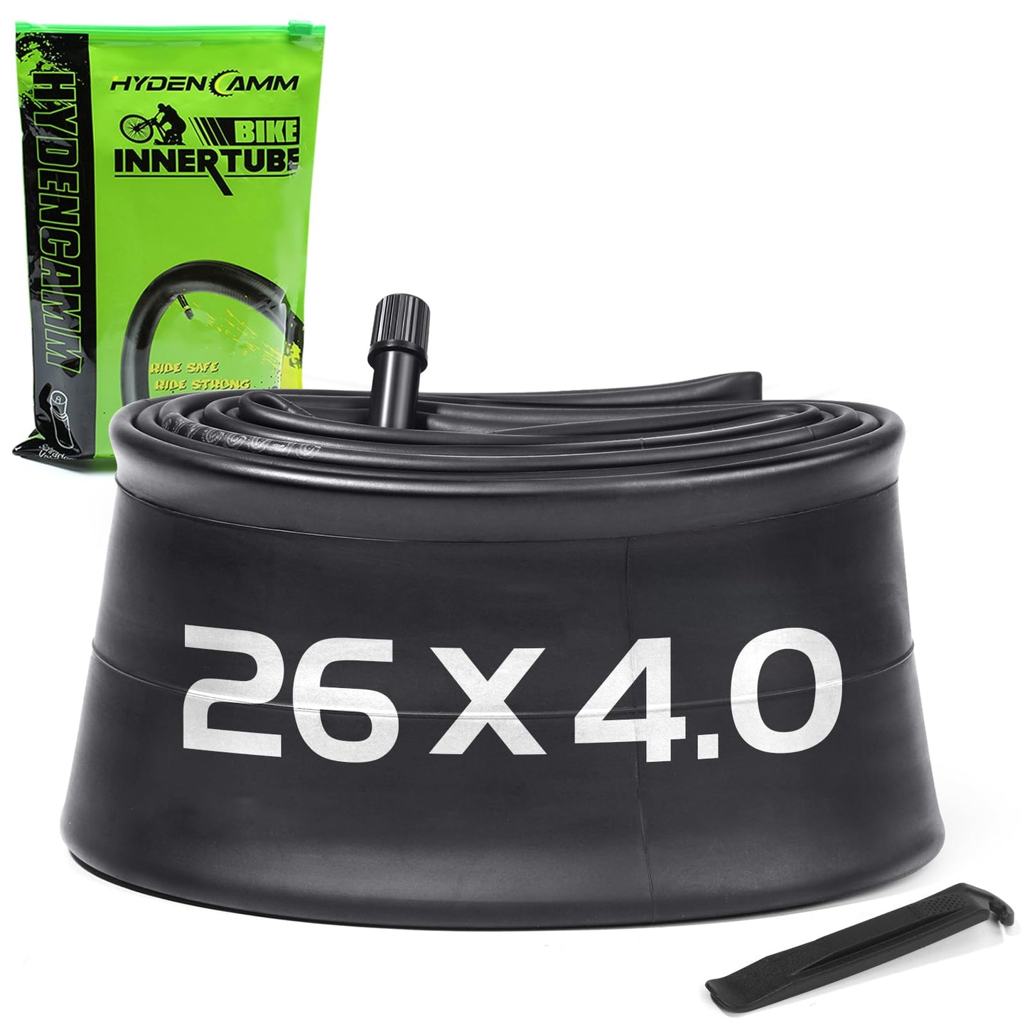 1 Pack 26x4 Fat Tire Tube with AV 32mm, 26x3.5-4.5 Fat Bike Tubes Heavy Duty with 1 Tire Lever, 26 x 4.0 Premium Butyl Rubber Bike Tube for Road/MTB/E Bike 26 x 3.50, 26 x 4.0, 26 x 4.5 by Hydencamm