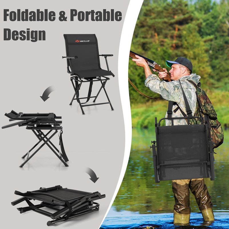 Hunting Chair - 360° Swivel Folding Blind Chair | Portable Deer Stool, 330LBS Capacity, Silent Design