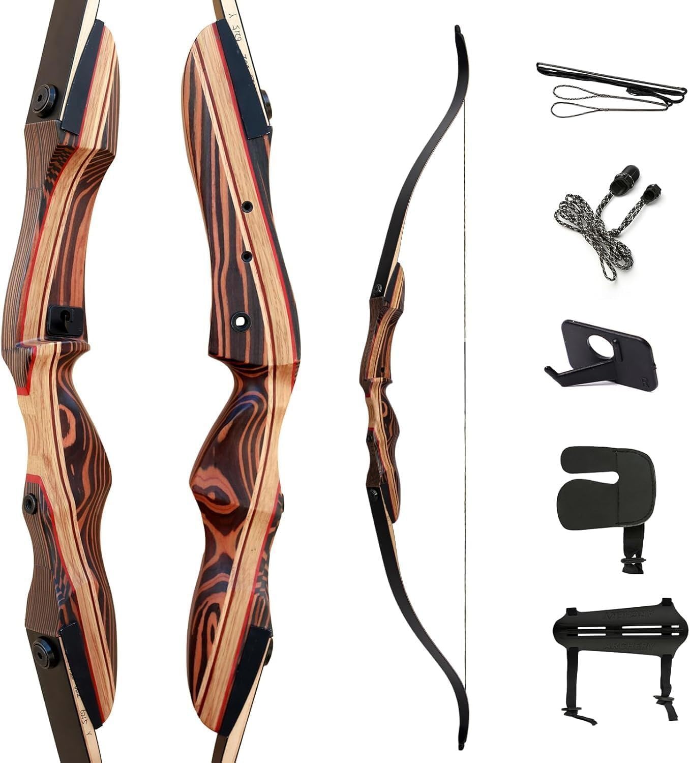 Deerseeker Archery 62" Takedown Recurve Bow Set with Right Hand & Left-Handed Riser Laminated Limbs 20-60 lbs for Adults & Youth, Archery Practice & Bow Hunting (45 lb, Left Hand)