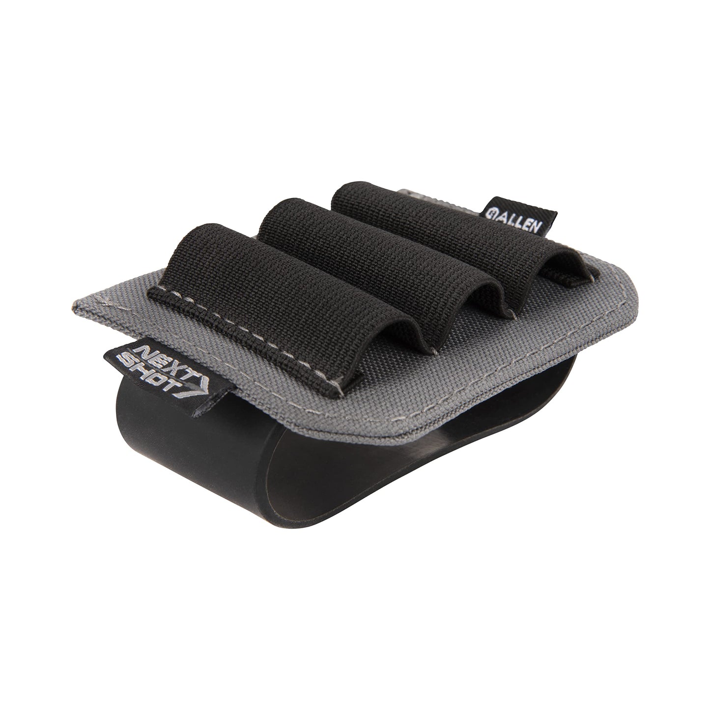 Allen Next Shot Shotgun Shell Carrier - 3 Shell Buttstock Holder for 12, 16, 20 Gauge, Silicone Band, Black/Gray